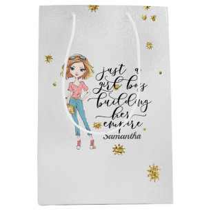 Sac Cadeau Moyen Élégante et mignonne dame Boss fille Gris