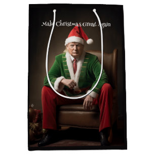 Sac Cadeau Moyen Elf de Noël Donald Trump