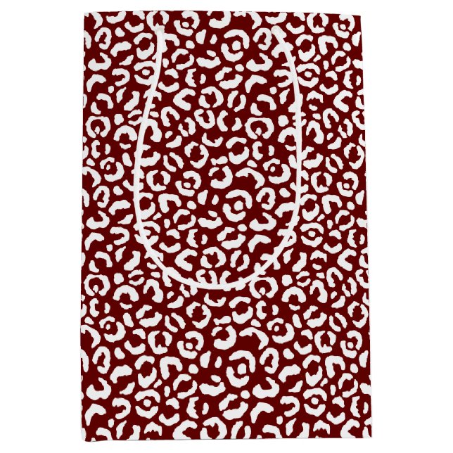 Sac Cadeau Moyen Empreinte de léopard blanc rouge (Devant)