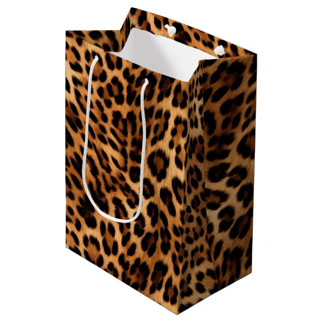 Sac Cadeau Moyen Empreinte de léopard Brown chic (Devant Angle)