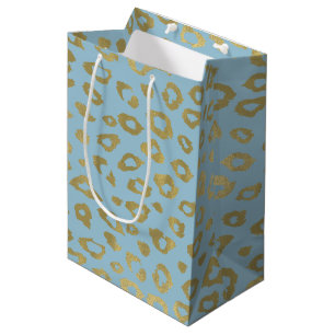 Sac Cadeau Moyen Empreinte de léopard Gold Blue Ombre