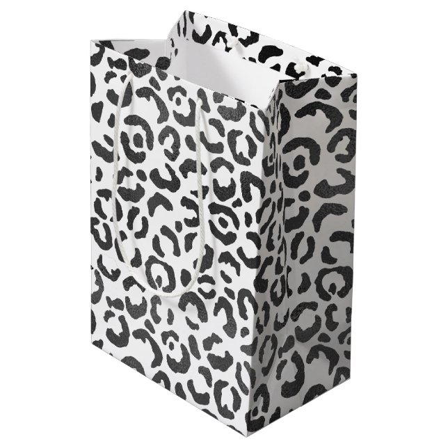 Sac Cadeau Moyen Empreinte de léopard noir et blanc          (Dos Angle)