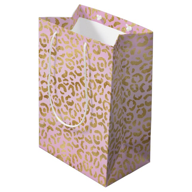 Sac Cadeau Moyen Empreinte de léopard or rose          (Dos Angle)