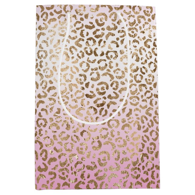 Sac Cadeau Moyen Empreinte de léopard or rose Ombre (Devant)