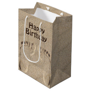 Sac Cadeau Moyen Empreintes Dans Le Sable Anniversaire