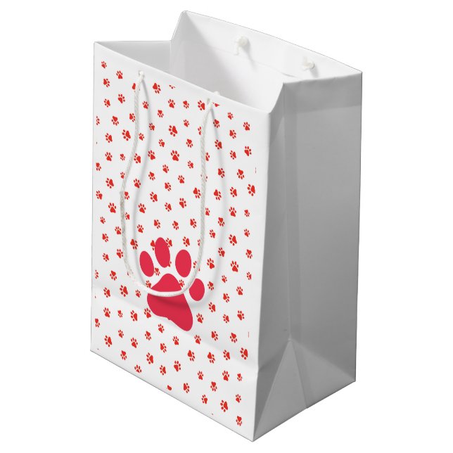 Sac Cadeau Moyen Empreintes de pattes Amateurs d'animaux de compagn (Dos Angle)