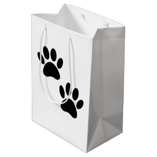 Sac Cadeau Moyen Empreintes de pattes de chiots noirs