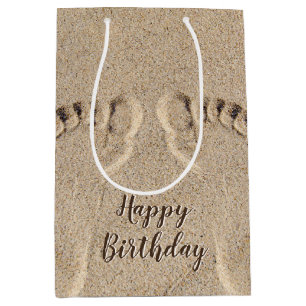 Sac Cadeau Moyen Empreintes Pieds Nus Anniversaire Dans Le Sable