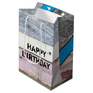 Sac Cadeau Moyen en Bois Shabby Chic en Distresse
