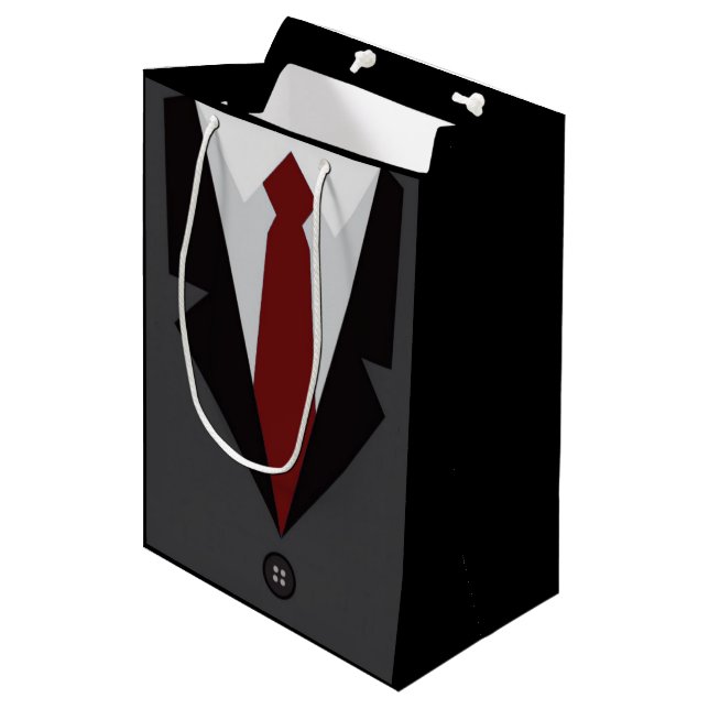 Sac cadeau moyen en tenue grise (Devant Angle)