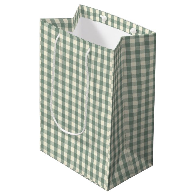 Sac Cadeau Moyen En vichy de contrôle du bison vert (Devant Angle)