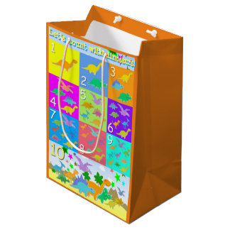 Sac Cadeau Moyen Enfants apprenant avec des dinosaures ABC et