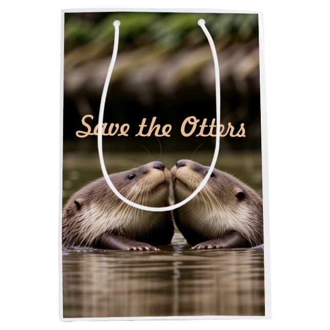 Sac Cadeau Moyen Enregistrer les Otters (Devant)
