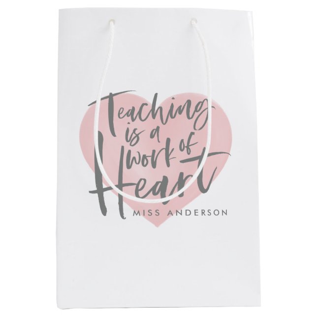 Sac Cadeau Moyen Enseignant don coeur d'amour (Devant)