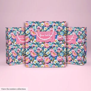 Sac Cadeau Moyen Enveloppe cadeau personnalisé rose chaud et bleu f