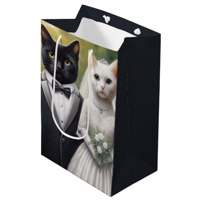 Sac Cadeau Moyen Épouse et pièce de chat (Devant Angle)