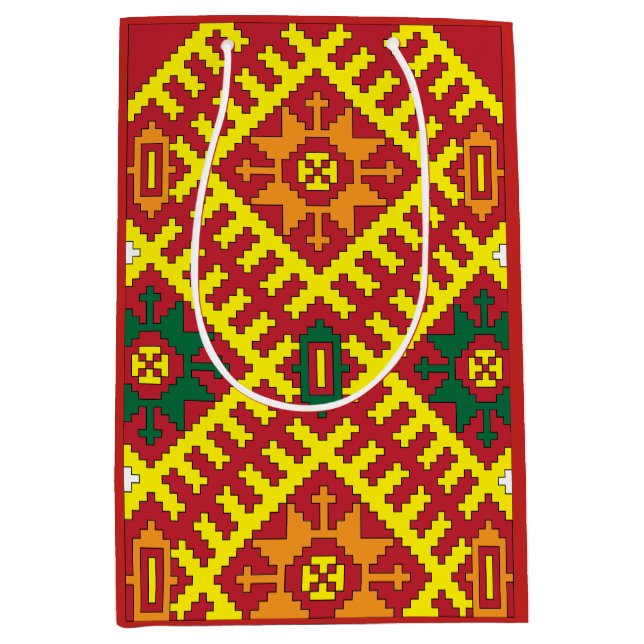 Sac Cadeau Moyen Ethnic Ethnographic folk art motif de Alsunga (Devant)