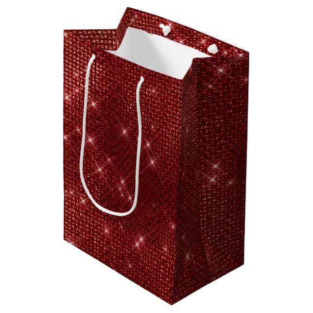 Sac Cadeau Moyen Étincelle rouge de Noël (Devant Angle)