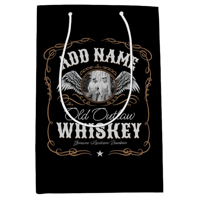 Sac Cadeau Moyen Étiquette de whisky Moonshine ancienne AJOUTER PHO (Devant)