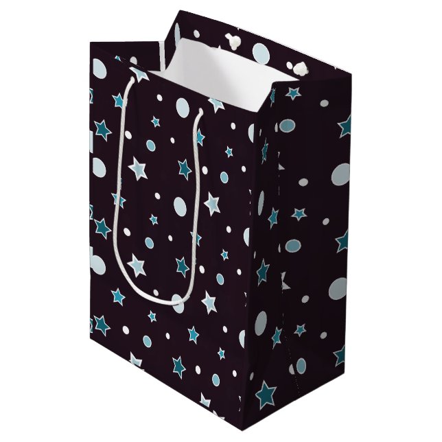 Sac Cadeau Moyen Étoiles de Noël (Devant Angle)
