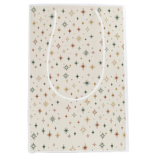 Sac Cadeau Moyen Étoiles de Noël et motif scintillant
