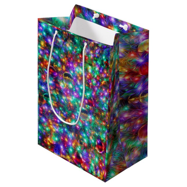 Sac Cadeau Moyen Étoiles de scintillement de Noël de luxe (Devant Angle)