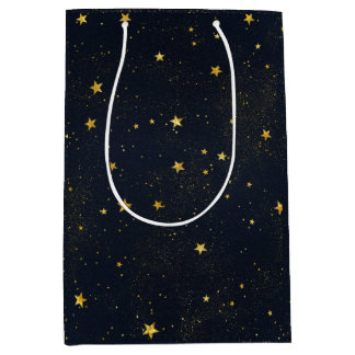 Sac Cadeau Moyen Étoiles D'Or Dans Le Ciel Nocturne