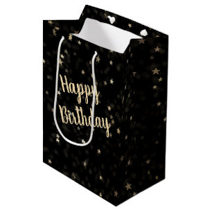 Sac Cadeau Moyen Étoiles d'or et points d'anniversaire