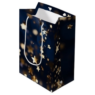 Sac Cadeau Moyen Étoiles Dorées Brillent
