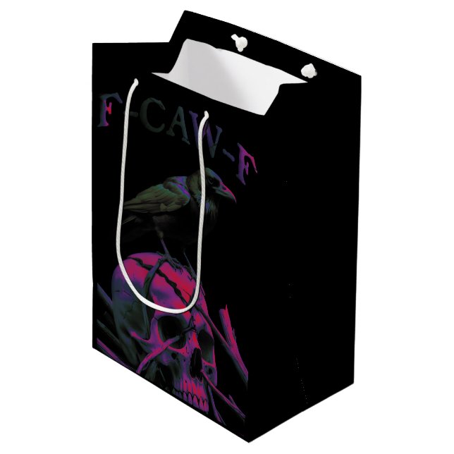 Sac Cadeau Moyen F-Caw-F Funny Black Crow Bird (Devant Angle)