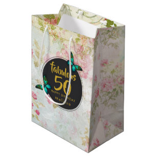 Sac Cadeau Moyen Fabuleux papillon Cinquante sur collage Vintage