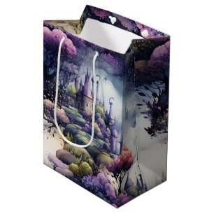 Sac Cadeau Moyen Fairytale en Fairyland bleu foncé pourpre et vert
