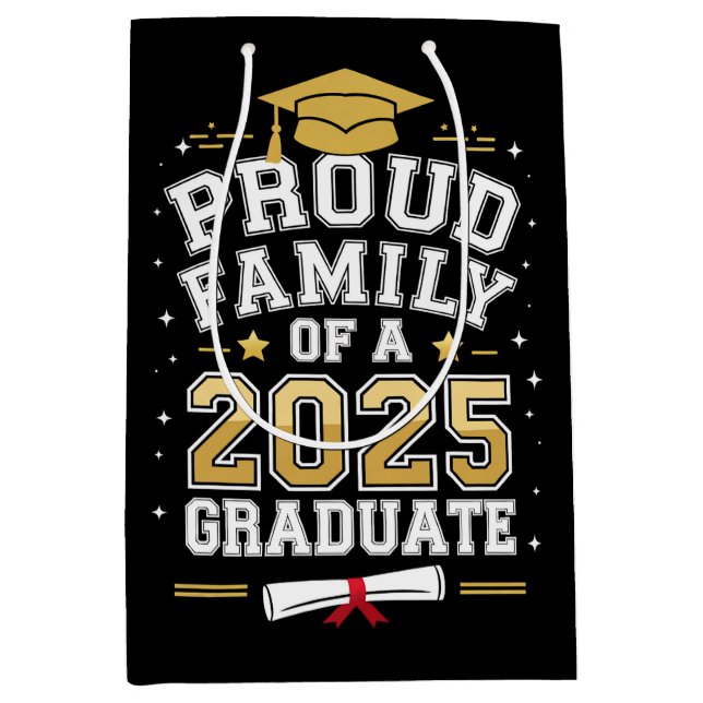 Sac Cadeau Moyen Famille Fière D'Un Diplôme De 2025 (Devant)