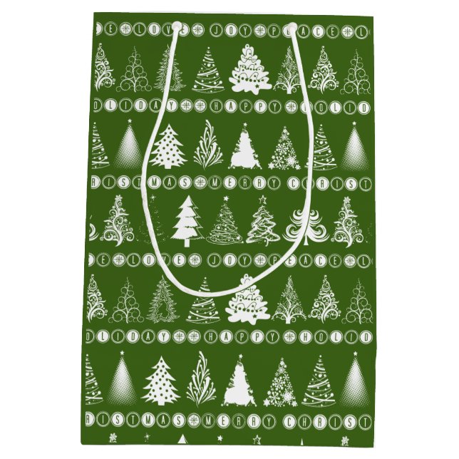 Sac Cadeau Moyen Fancy Christmas Tree Green Gift Bag (Dos)