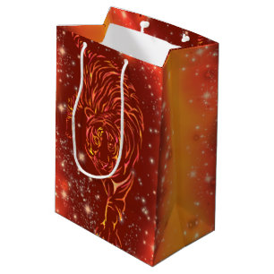Sac Cadeau Moyen Fantastic Fire Tiger Running - Galaxy Starry Night