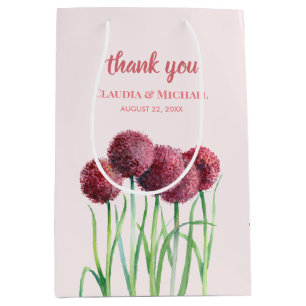 Sac Cadeau Moyen Faveur de mariage aquarelle florale Allium rose vi