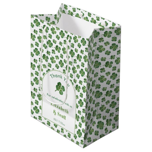 Sac Cadeau Moyen Faveur de mariage moderne de la Saint-Patrick avec (Devant Angle)