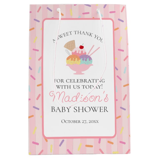 Sac Cadeau Moyen Faveurs de Baby Shower Bébé Poudré de Sundae de Gl (Devant)