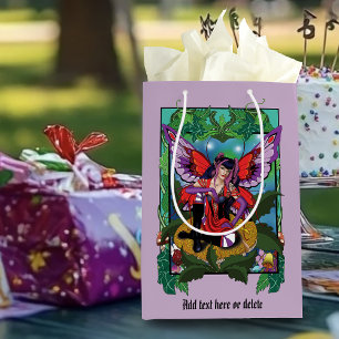 Sac Cadeau Moyen Fée violet rouge champignons gothique