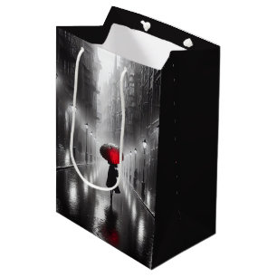 Sac Cadeau Moyen Femme d'anniversaire avec parapluie rouge
