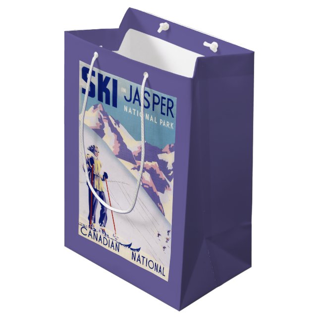 Sac Cadeau Moyen Femme posant l'affiche ouverte de pentes (Devant Angle)