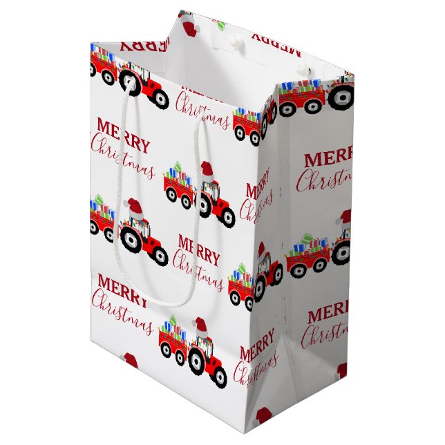 Sac Cadeau Moyen Ferme de camions Red Christmas Truck (Devant Angle)