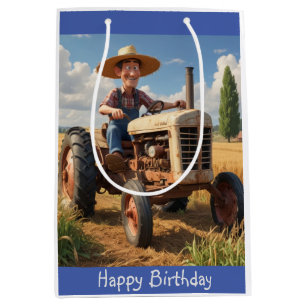 Sac Cadeau Moyen Fermier sur tracteur