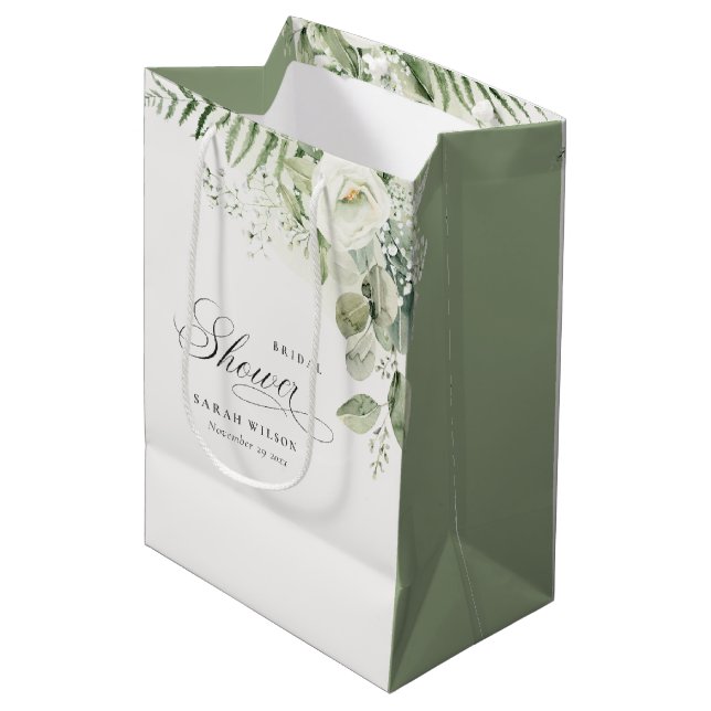 Sac Cadeau Moyen Fern Eucalyptus Fête des mariées de feuillage (Devant Angle)