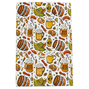 Sac Cadeau Moyen Festive allemand Oktoberfest Bière et saucisses