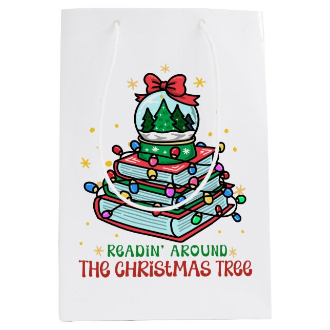 Sac Cadeau Moyen Festive Christmas Book Lover (Devant)