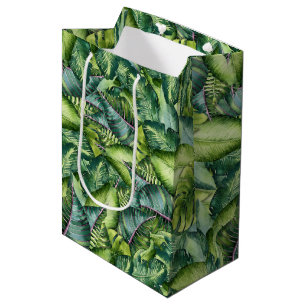 Sac Cadeau Moyen Fête d'anniversaire botanique aux feuilles de jung