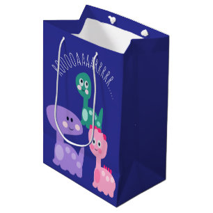 Sac Cadeau Moyen Fête d'anniversaire de dinosaure mignon Coloré