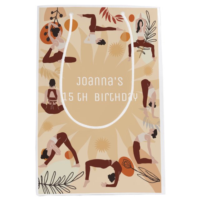 Sac Cadeau Moyen Fête d'anniversaire de Yoga (Devant)