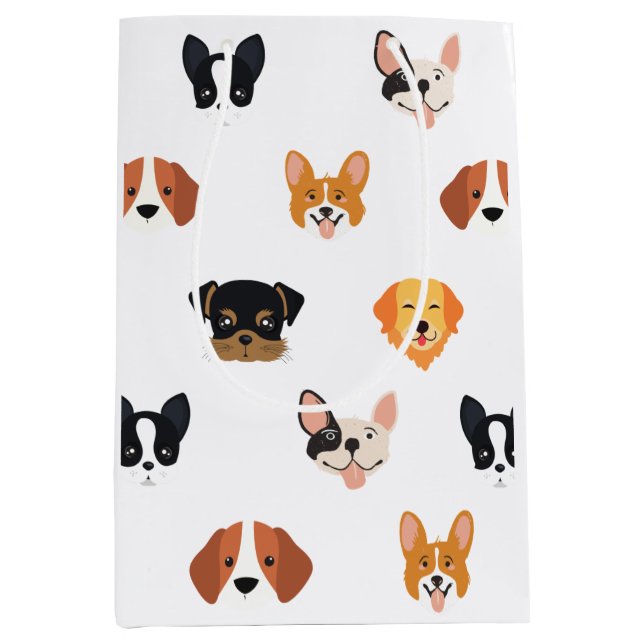 Sac Cadeau Moyen Fête d'anniversaire du chien mignon (Devant)